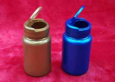 100ml bouteilles en plastique rondes bleues, secousse - le chapeau supérieur a coloré des bouteilles de pilule